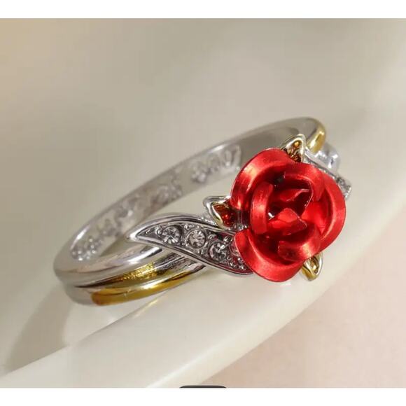 Rose , Silver Fashion cz ring 9 love you forever - Picture 1 of 5